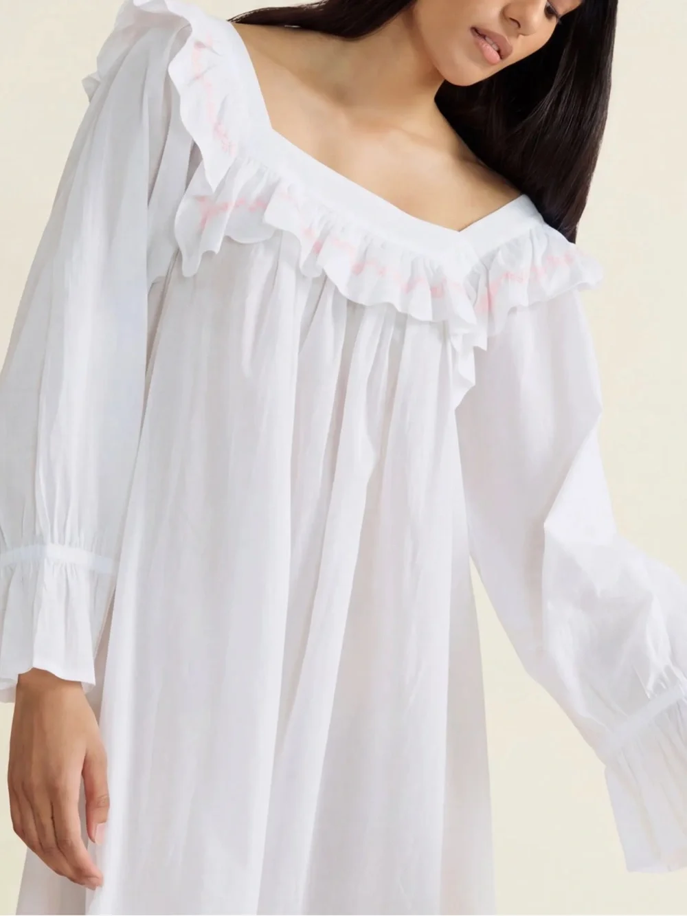 NEW If Only If UK Women’s Frankie Pink Embroidered Nightgown Gown Small Pajamas
